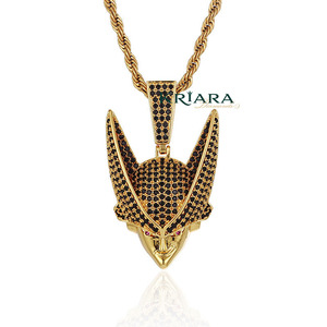 Colgante de Cabeza de Lobo de Plata 925 Chapado en Oro de 18K con Moissanita, Estilo Hiphop, Unisex, para Uso Diario, Amuleto con Temática Animal, Regalo - Product Image 1