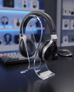 Best Sales Clear Acrylic Custom Logo OEM Available Earphone Headset <b>Hanger</b> Holder <b>Headphone</b> Desk Display Stand for 3C Shop - Product Image 3