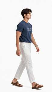 Oneten Apparel <b>Men's</b> Regular Fit <b>Navy</b> <b>Blue</b> Short Sleeve O-Neck T-<b>Shirt</b> with Front Letter Logo - Product Image 4
