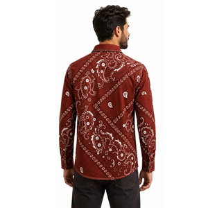 Chemise de travail unisexe à manches longues en coton à motif cachemire rouge et blanc, haute visibilité, imperméable, antistatique, confortable et tendance - Product Image 5