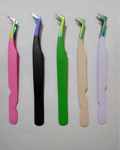 Pinces à épiler professionnelles SEVMEK INSTRUMENTS, anti-statiques, en acier inoxydable, à pointe dentelée, couleur arc-en-ciel, 10 mm, durables - Product Image 4