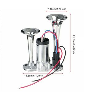 Dual Tube Metal Electric Pump Horn with Relay Car Electric Horn Supply Premium Speaker & Horn - Product Image 5