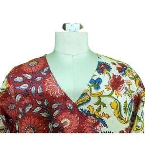 เดรสยาวลายดอกไม้สไตล์โบฮีเมียนสำหรับผู้หญิง แขนยาว คอวี ทรงหลวม สไตล์ชาติพันธุ์ - Product Image 3