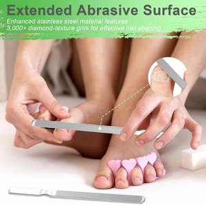 Lime à ongles en acier inoxydable robuste à motif droit pour ongles épais, lime métallique double face, outil de manucure et pédicure - Product Image 6