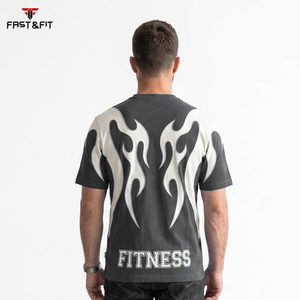 New Arrival 2026 Custom Wholesale Sport Jersey T-shirt Gym Oversized Men's T-shirts 100% Cotton Heavy <b>Weight</b> Screen Print - Product Image 2
