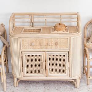 Cuisine miniature en rotin naturel pour enfants, cuisinière pour tout-petits, jeux de rôle, prix bas - Product Image 3