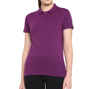 Polo pour femme de haute qualité, couleur violette, en coton mélangé, décontracté, pour le golf, avec logo personnalisé, OEM, ODM, vente en gros - Product Image 1