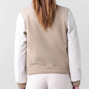 Unisex Beige White <b>Thick</b> <b>Fleece</b> Windproof Varsity <b>Jacket</b> Stand Collar Double Breasted Casual Winter Wear Regular Fit Solid Color - Product Image 4