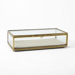Classic Metal And Glass Jewelry Box With Transparent Glass Panels For Stylish Home Decoration And Storage - Product Image 3