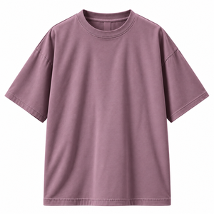 T-shirt Oversize Unisexe en Coton Épais Couleur Mauve Poussiéreux, Épaules Tombantes, Style Streetwear, Vêtements Personnalisés en Gros - Product Image 1