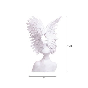 Escultura moderna de busto de dama con alas de ángel, estatua artística con rostro de plumas, decoración contemporánea de resina blanca, figurita de lujo para mesa. - Product Image 5