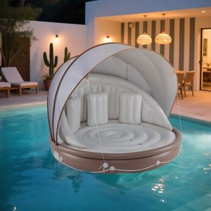 Lettino Gonfiabile da Piscina con Tettuccio Retrattile - Arredo Spiaggia Pieghevole in PVC per Esterni - Product Image 4