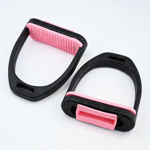 Estribos para montar a caballo, estribos negros de goma antideslizantes rosas ligeros para niños, comodidad de seguridad, lecciones de equilibrio seguro - Product Image 1