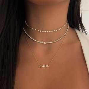 Heart Round Cut Lab Grown Diamond Tennis Necklaces 14K 18K Solid Gold Round Line Strand <b>Choker</b> Necklaces Factory Price Wholesale - Product Image 4