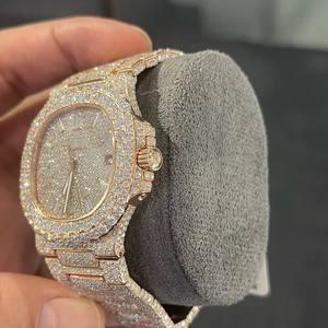 Reloj Automático de Lujo Estilo Antiguo, Oro Rosa, con Diamantes, Hip Hop, Acero Inoxidable, Mecánico, Brillante - Product Image 3