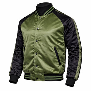 Vestes bomber en satin brillant pour hommes, chaudes pour l'hiver, grandes tailles, logo brodé, style baseball, veste en satin universitaire - Product Image 5