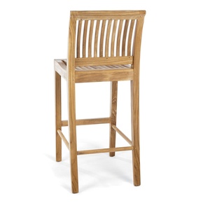 Modern Wood Bar <b>Stool</b> With Backrest Solid Teak <b>Outdoor</b> Dining Chair Counter Height Home Furniture - Product Image 3