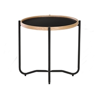 Table basse nordique LUOOMA, structure en bois et métal durable, bord surélevé, design contemporain moderne, pour la maison, la chambre à coucher, le salon 1