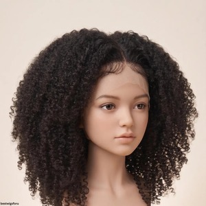 Peluca rizada elegante de alta demanda, sin pegamento, con frente de encaje, suave y de rizo natural para mujer, para uso diario y de moda, disponible para la venta. - Product Image 5