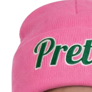 Pretty AKA Beanie Pink Knit Hat Embroidered Script <b>Winter</b> <b>Cap</b> Stylish Warm Headwear Fashion Accessory - Product Image 4