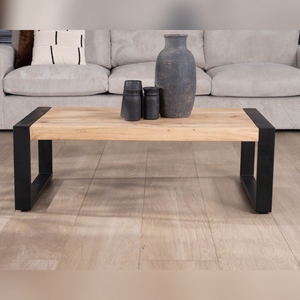 Mesa de centro rectangular de estilo industrial Vandana Silver Form en metal y madera - Product Image 2