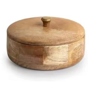 กล่องไม้ธรรมชาติสำหรับเก็บโรตี พร้อมฝาปิด สำหรับใช้ในครัวเรือน - Product Image 2