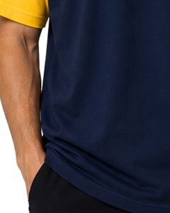 เสื้อยืดแขนสั้นคอกลมสีกรมท่าและเหลืองสำหรับผู้ชาย ผ้าฝ้าย สไตล์ลำลอง สตรีทแวร์ ตัดต่อสี  รับผลิตตามแบบ - Product Image 6