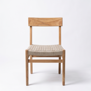 Chaise de salle à manger en teck massif, écologique, durable, avec assise tressée, design minimaliste pour restaurant, hôtel, maison, salon, salle à manger - Product Image 1