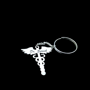 925 Sterling Silver Angel Wing Name Keychain for <b>Doctors</b> - Product Image 3