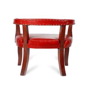 Fauteuil en cuir rouge très demandé, rembourré, à assise basse, avec structure en bois massif d'akazan pour salon - Product Image 3