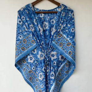 Vestido Kaftán Casual de Verano sin Mangas con Estampado Tropical Digital, de Algodón, para Mujer, Playa, Islas del Pacífico Asiático - Product Image 1