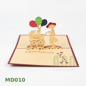 Cartes de vœux 3D traditionnelles faites à la main en papier plié, souvenirs pour la fête des mères, la Saint-Valentin, la fête des pères, les baby showers et les anniversaires - Product Image 3