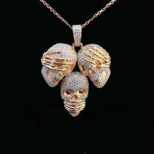 Pendentif Hip Hop personnalisé pour homme « Ne vois pas le mal, n'entends pas le mal, ne dis pas le mal » en argent sterling 925 et moissanite - Product Image 3