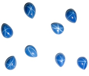 Zafiro Azul Estrella Pera 7x9 mm 3 Quilates, Cabujón Pulido Creado en Laboratorio con Efecto Estrella de 6 Rayos, 4 mm de Altura para Fabricación de Joyas - Product Image 3