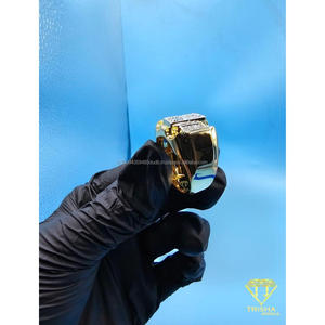 Anillo Geométrico de Plata de Ley 925 con Diamantes de Moissanita, Tono Dorado, Joyería de Alta Gama para Compradores Mayoristas - Product Image 3
