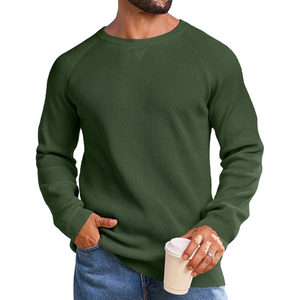 Pull à col rond bleu marine pour homme, manches longues, 100% acrylique, anti-boulochage, tricoté, vêtements d'hiver - Product Image 4