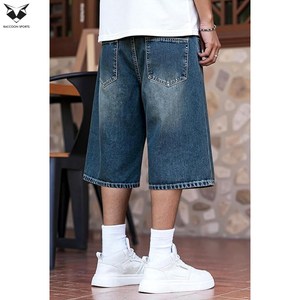 Shorts en jean baggy pour hommes, double épaisseur, renforcés, coupe ample, avec logo personnalisé, du fabricant de premier plan - Product Image 3