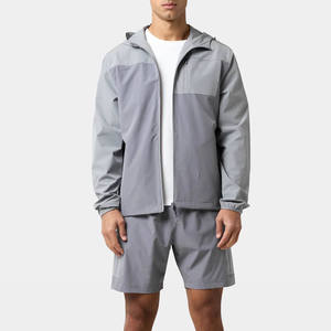New Design Logo <b>Men's</b> Sports Windbreaker Sets Quick Dry <b>Lightweight</b> Windbreaker <b>Jacket</b> & Shorts <b>Summer</b> Jogging Suit - Product Image 1