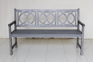Kecapi Outdoor <b>Bench</b> Solid Teak <b>Wood</b> Grey Finish 2-Seater Traditional Design No Assembly Required for Dining Model NAT151 - Product Image 2