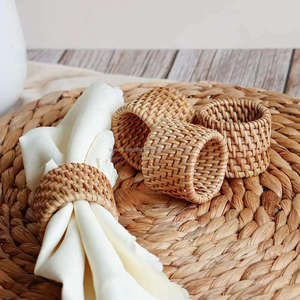 Anneau de serviette de mariage en bambou biologique, fait à la main, fibre naturelle, accessoire de table écologique, fournisseur en gros, durable - Product Image 2