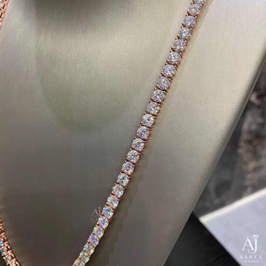 Rose Gold Plated 925 Silver Cuban Link <b>Necklace</b> with Round Brilliant Cut Moissanite Chain Luxury <b>Statement</b> Jewelry for Wedding - Product Image 2