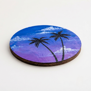Ensemble de sous-verres ronds en MDF peints à la main avec un motif de ciel, diamètre 9 cm, épaisseur 3 mm, de REHMAN CRFAT - Product Image 4