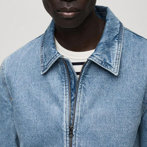 Veste en jean bleu clair zippée pour homme, streetwear de haute qualité, style vintage, manteau en jean décontracté pour homme, vente en gros, vêtements d'extérieur masculins 2024 - Product Image 5
