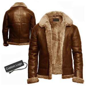 Chaqueta de cuero genuino de piel de oveja para hombre, chaquetas de cuero personalizadas, color marrón, chaqueta de cuero de invierno para hombre - Product Image 3