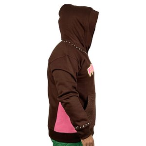 เสื้อฮู้ดผ้าคอตตอนเนื้อแข็งสไตล์สตรีทแวร์ระดับพรีเมียมพร้อมผ้าคลุมไหล่พิมพ์พัฟสำหรับฤดูหนาว - Product Image 3