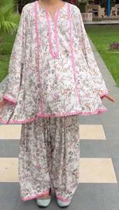 Kurta de Algodón para Mujer con Estampado Floral Digital, Corte Regular, Midi, Estilo Étnico, Cuello en V, Ribete Rosa, Informal, Tradicional, Indio, Pakistaní - Product Image 6