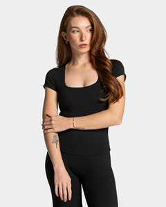 เสื้อยืดแขนสั้นผู้หญิง คอกลม ผ้าฝ้าย ทรงเข้ารูป - Product Image 3