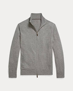 Cárdigan de punto acanalado con cuello simulado y forro de lana a cuadros con cremallera completa para hombre, con logotipo personalizado, de lujo, minimalista, para invierno, venta al por mayor - Product Image 2