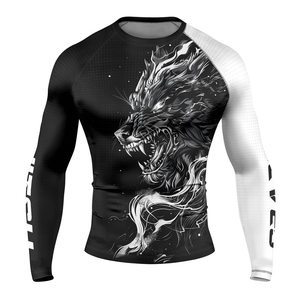 Rashguard de manga larga para mujer, tela elástica, logotipo personalizado, para artes marciales, grappling, entrenamiento, Rash Guard para hombre en venta - Product Image 4