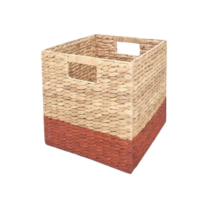 Paniers en jacinthe d'eau naturelle pour le rangement, couleurs personnalisées, paniers de rangement pliables pour étagères avec poignées, en provenance du Vietnam - Product Image 4